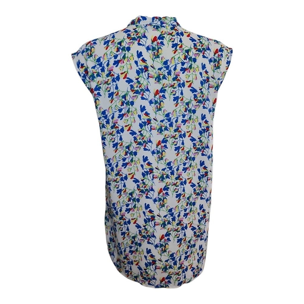 Dalia Top Womens Size M Medium White Floral Multicolored Lightweight Office - Picture 3 of 7